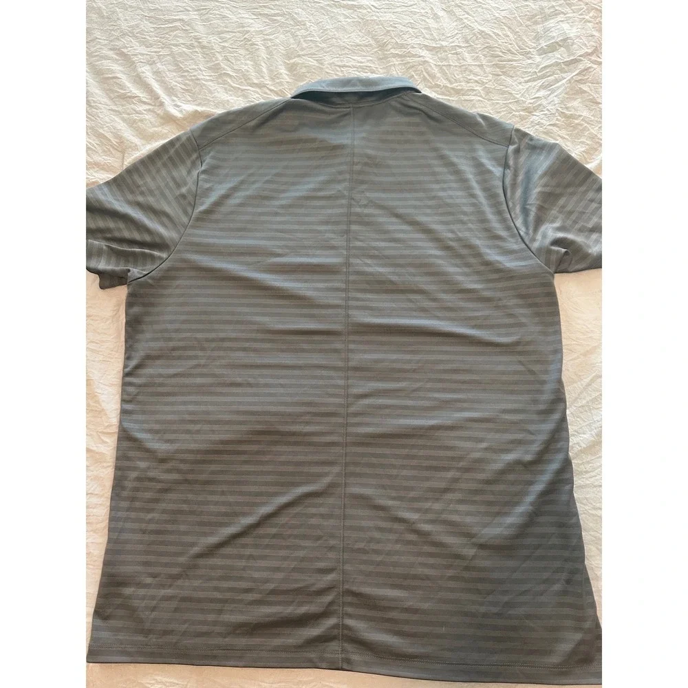Nike Dri-FIT Mens XXL Gray Striped Golf Polo Shirt Short Sleeve Athletic Tee